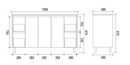 1500mm DOUBLE PVC VANITY