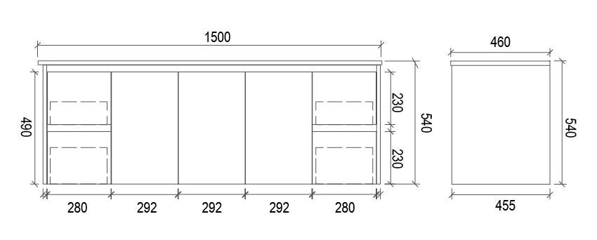 1500mm WALL HUNG PVC VANITY
