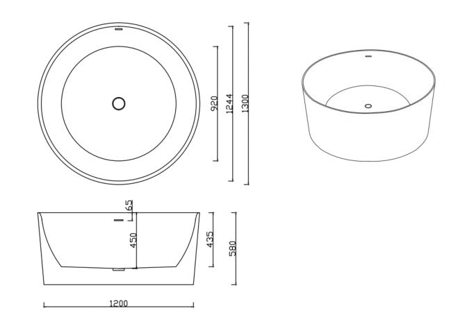 Paradiso Free Standing Bathtub LK-PR1300OF/LK-PR1300OF-MW
