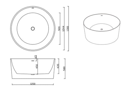 Paradiso Free Standing Bathtub LK-PR1300OF/LK-PR1300OF-MW