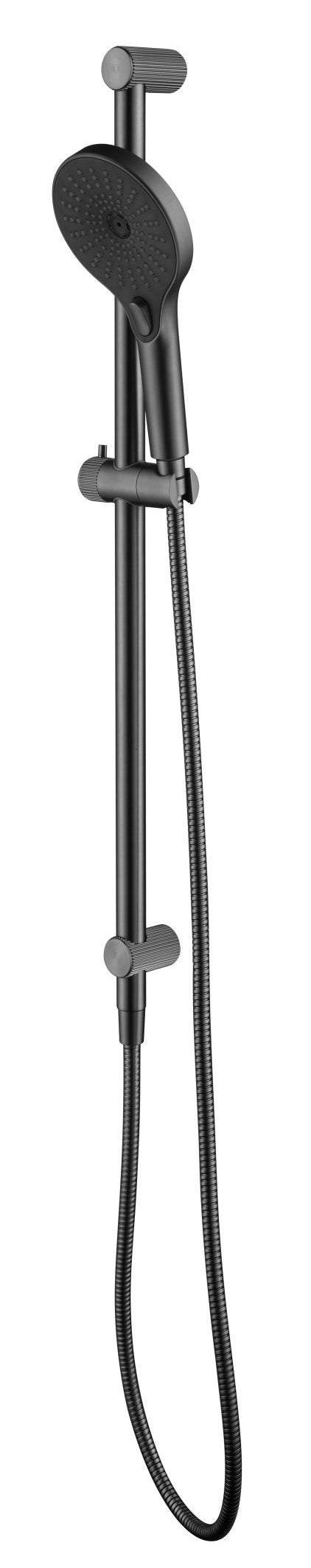 Mica Fluted Shower Rail - Inbuilt Inlet Gunmetal