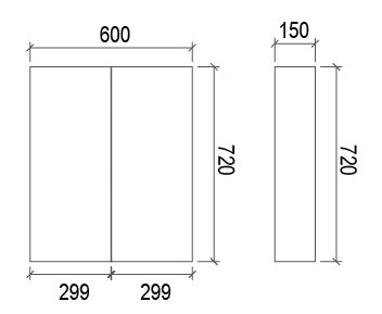 600mm DARK OAK VENNEER SHAVING CABINET