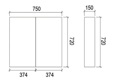 750mm DARK OAK VENNEER SHAVING CABINET