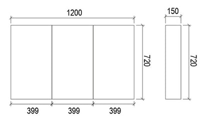 1200mm LIGHT OAK VENNEER SHAVING CABINET