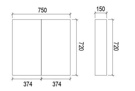 750mm LIGHT OAK VENNEER SHAVING CABINET