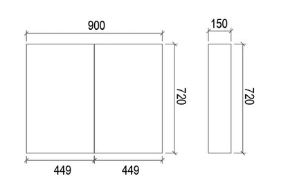 900mm LIGHT OAK VENNEER SHAVING CABINET