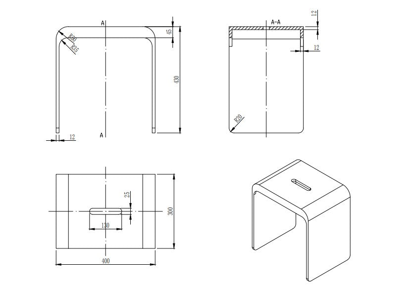 Chasey Solid Surface Stone Bath Stool LK-SCBS400-MW