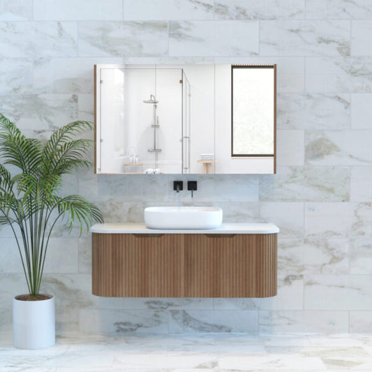 Bergen Solid Timber 1200mm Wall Hung Vanity with Carrara Stone Top