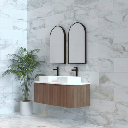 Bergen Solid Timber Double Bowl 1200mm Wall Hung Vanity with Carrara Stone Top