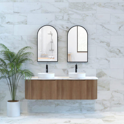 Bergen Solid Timber Double Bowl 1500mm Wall Hung Vanity with Carrara Stone Top