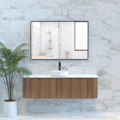 Bergen Solid Timber 1500mm Wall Hung Vanity with Carrara Stone Top