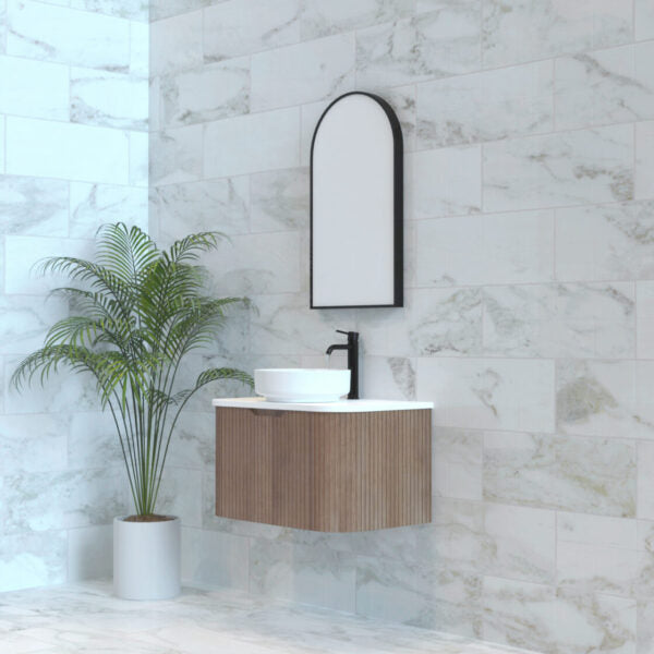 Bergen Solid Timber 750mm Wall Hung Vanity with Carrara Stone Top