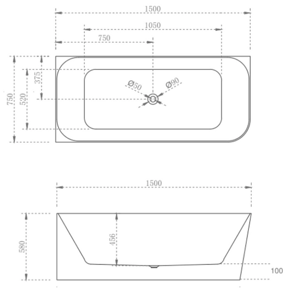 Ashton 1500mm left hand corner (matte white)