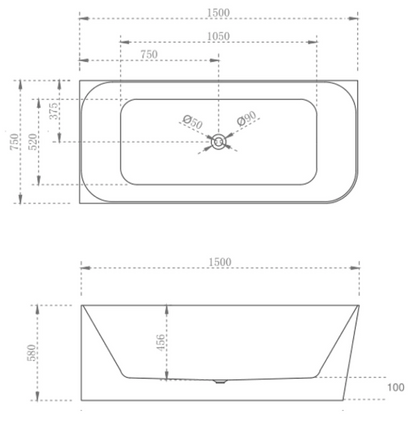 Ashton 1500mm left hand corner (matte white)