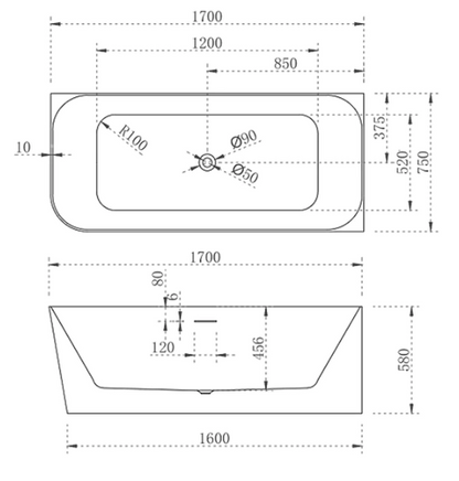 Ashton 1700mm right hand corner (matte white)