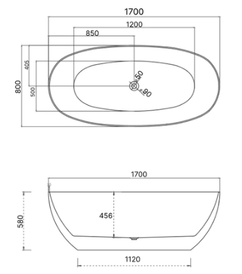 Egg shell bath 1700mm (matte white)