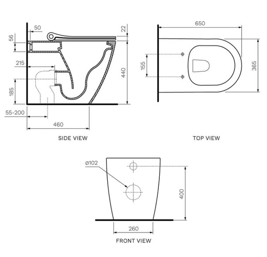 Ellisse Mk II Ambulant Wall Faced Pan Rimless (Including Pressalit Seat)