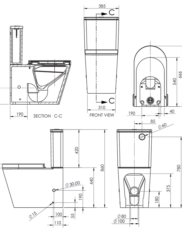 LUCERNE Back To Wall Suite - Thin Seat (Bottom Inlet)