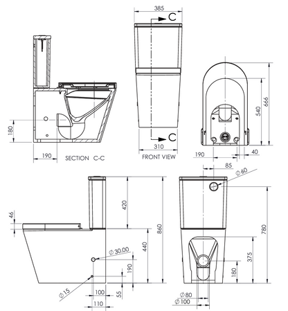 LUCERNE Back To Wall Suite - Thick Seat (Rear Inlet)