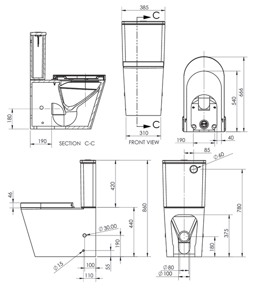 LUCERNE Back To Wall Suite - Thick Seat (Rear Inlet)
