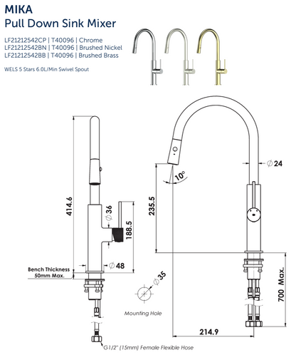Mika Pull Down Sink Mixer - Chrome