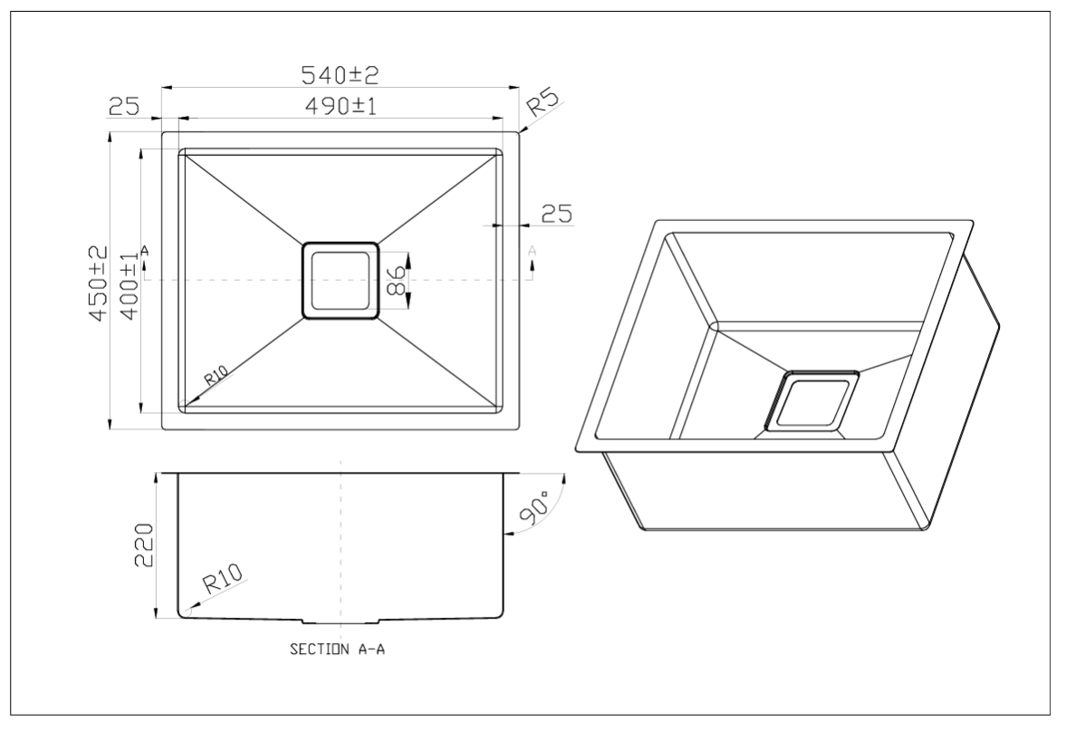 NANO GLAZE SCRATCH RESISTANT 540x450x220mm