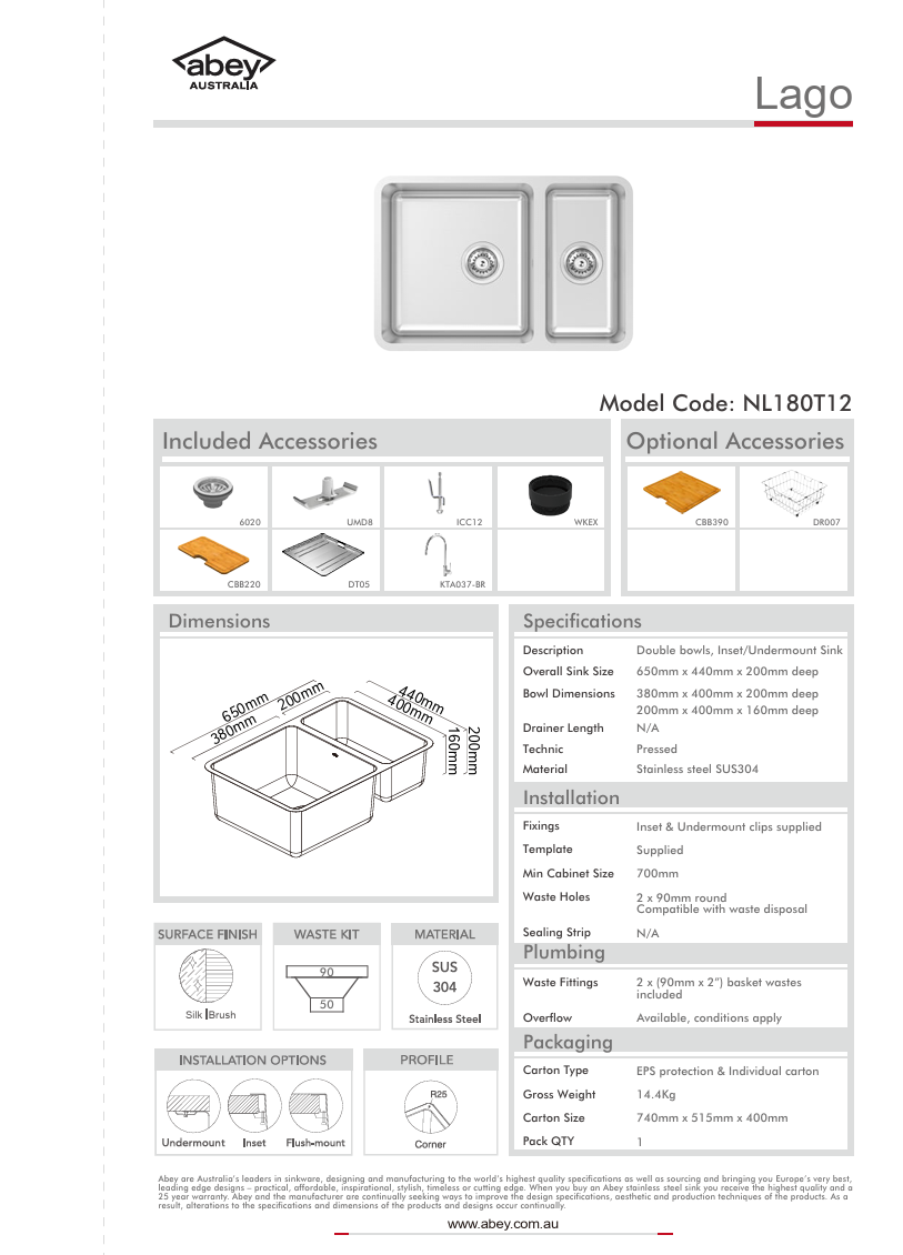 LAGO BOWL & 1/2 + ACC + KTA037-BR