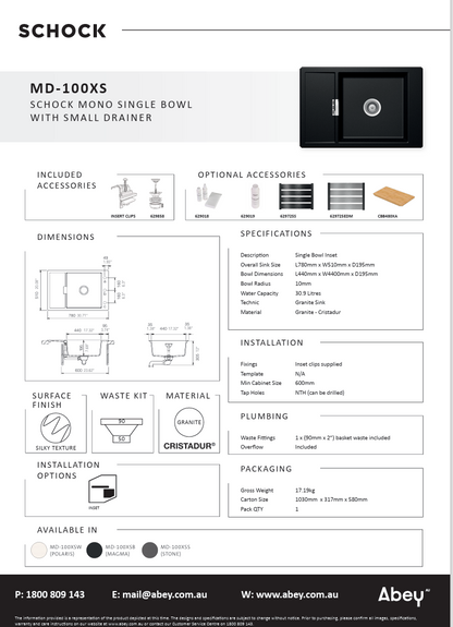 MONO SINGLE BOWL SMALL DRAINER SINK MAGMA