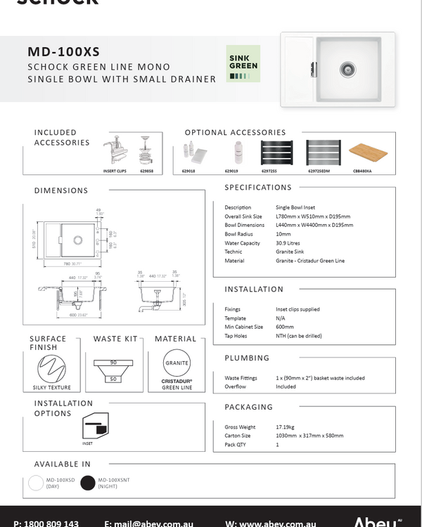 MONO SINGLE BOWL SMALL DRAINER NIGHT