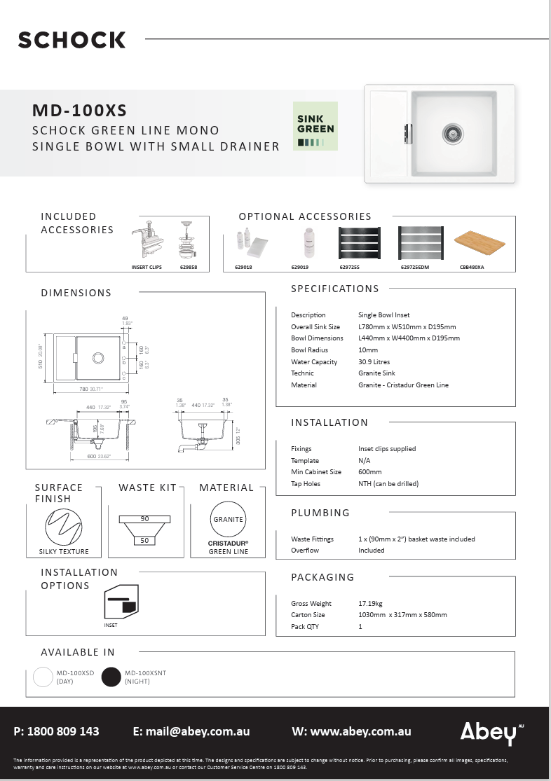 MONO SINGLE BOWL SINK WHITE