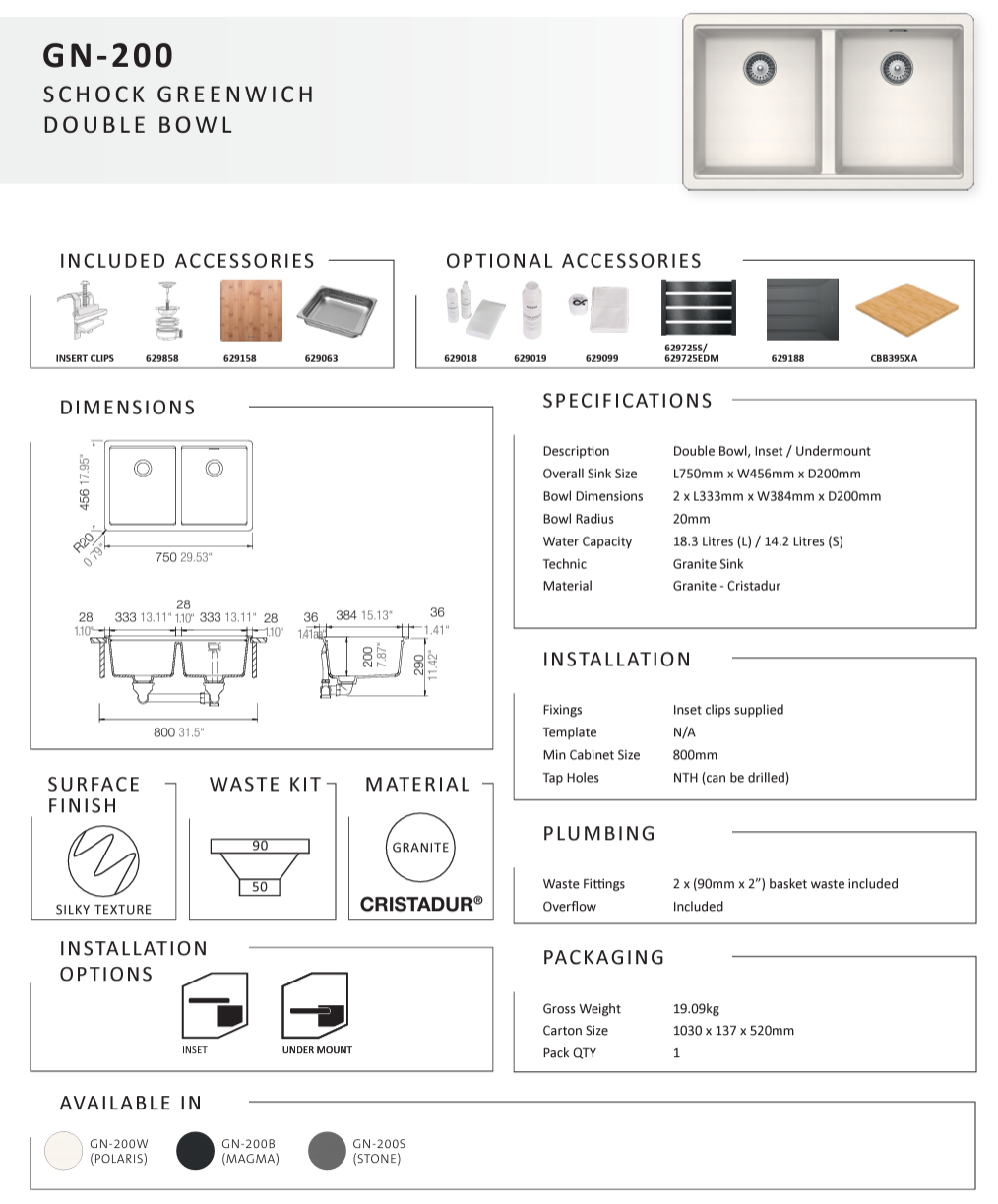 GREENWICH DOUBLE BOWL SINK - MAGMA