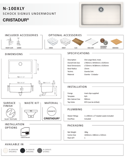 SIGNUS MAGMA SINGLE BOWL UNDERMOUNT SINK