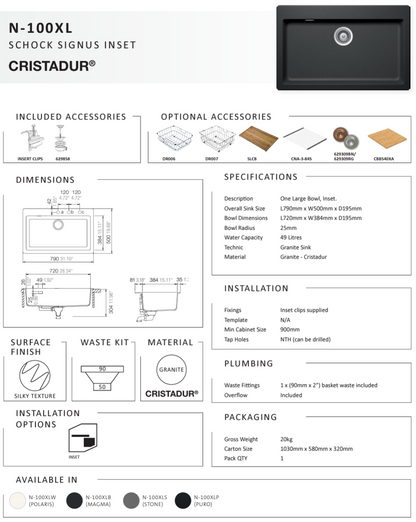 SIGNUS STONE SINGLE BOWL SINK