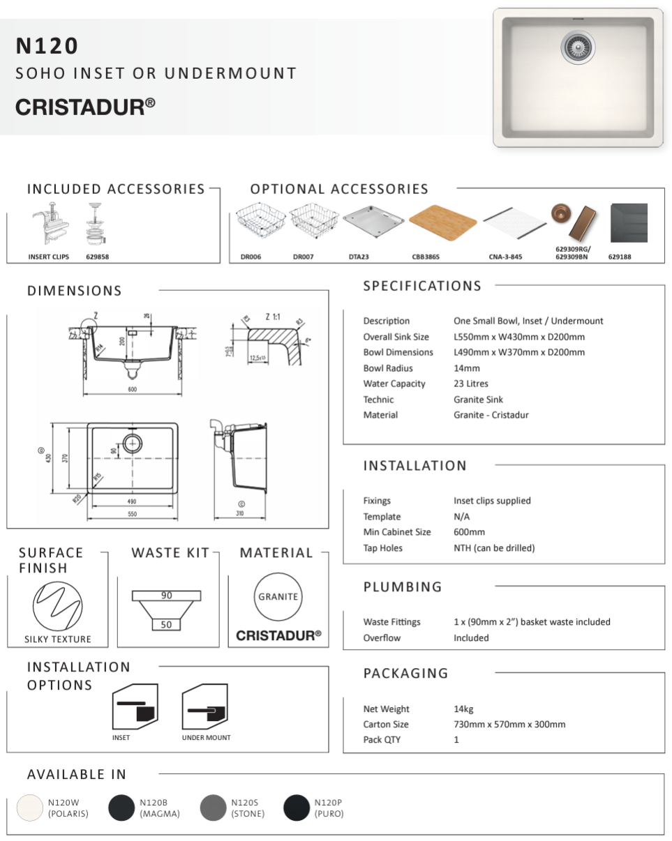 SOHO MAGMA SINGLE LARGE BOWL SINK