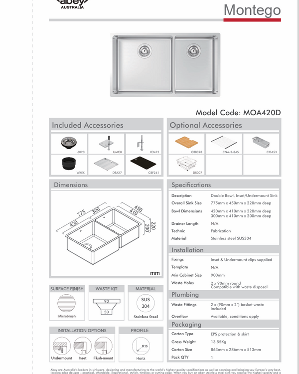 MONTEGO BOWL & 3/4 450 X 775 + ACC