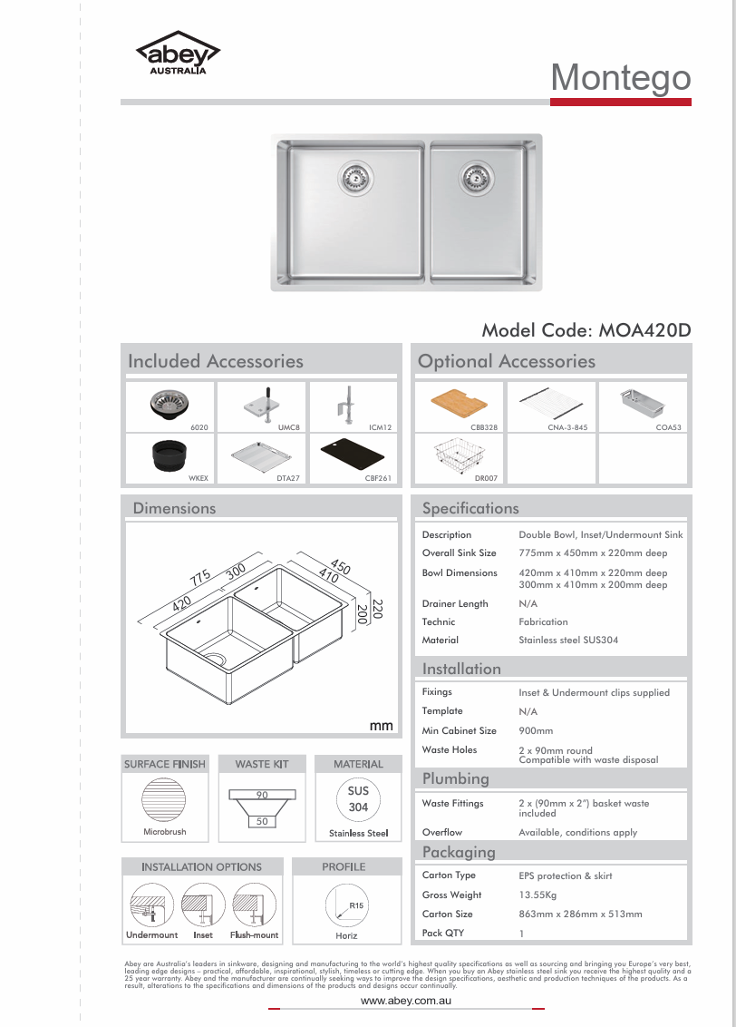 MONTEGO BOWL & 3/4 450 X 775 + ACC