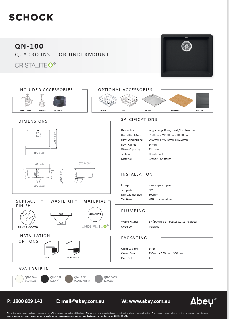 QUADRO CROMA LARGE SINGLE BOWL