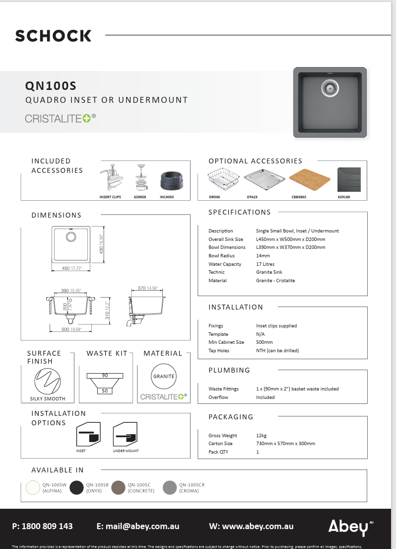 QUADRO CROMA SMALL SINGLE BOWL