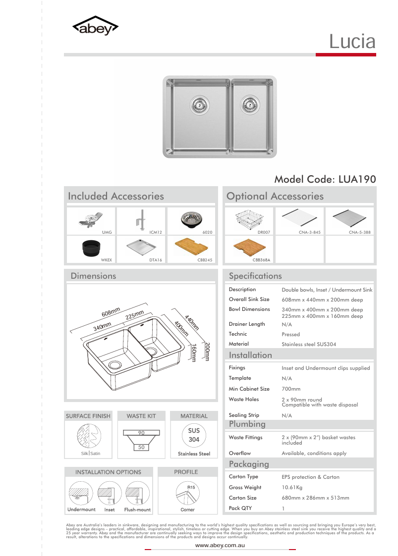 LUCIA BOWL & 1/2 (SINK + DTA16 + CBB245)