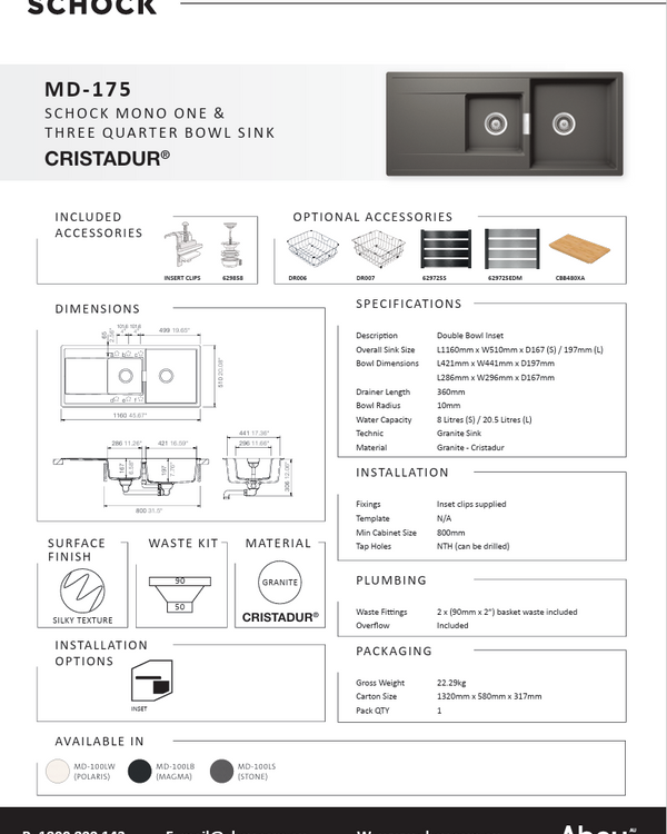 MONO D175 WHITE 1 & 1/3 BOWL