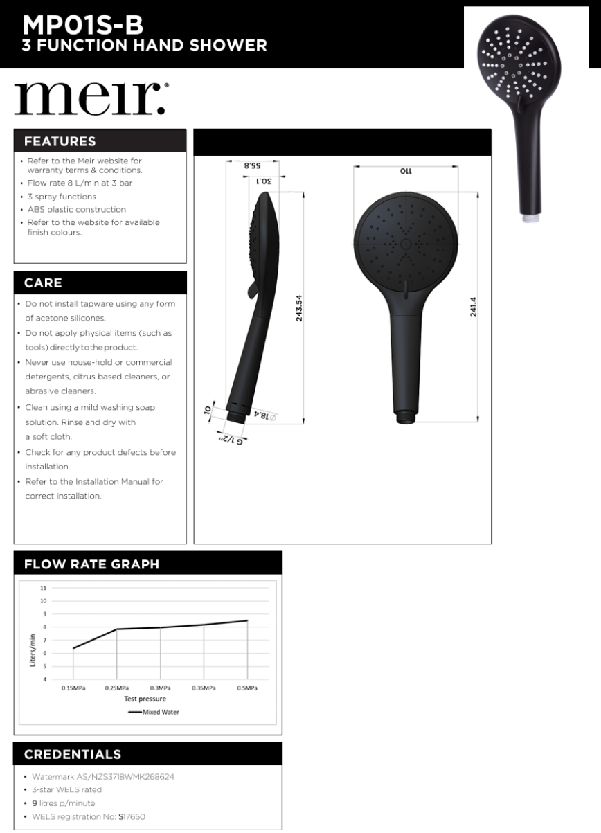 3-Function Hand Shower Wand
