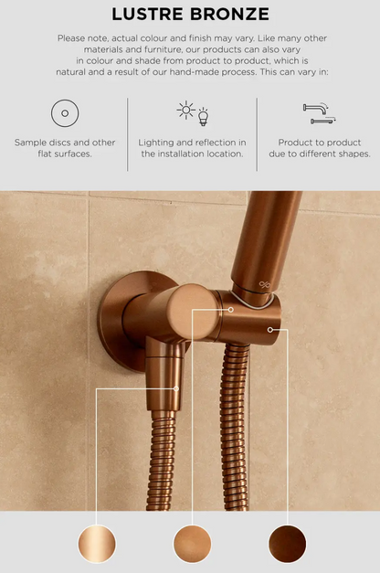 Round Combination Shower Rail 300mm Rose, Three Function Hand Shower