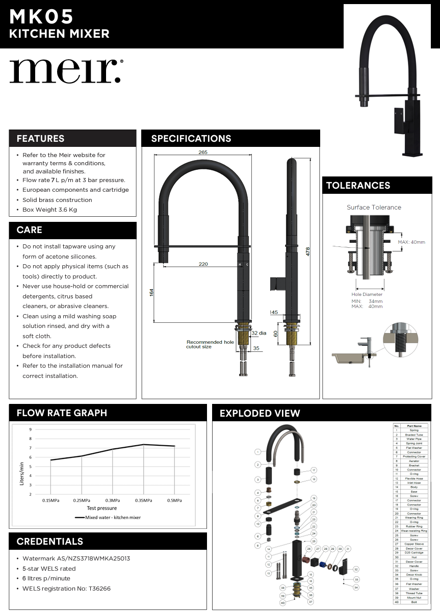 Square Flexible Kitchen Mixer Tap