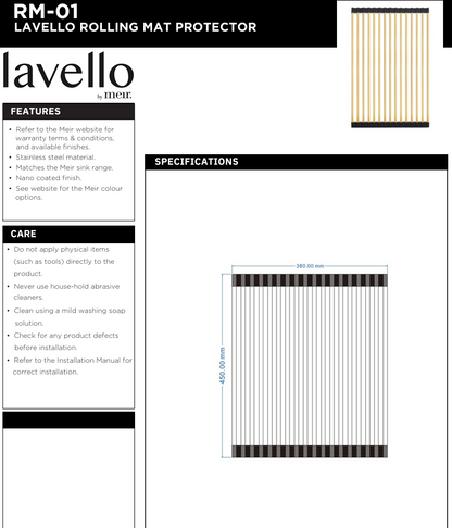 Lavello Stainless Steel rolling mat protector