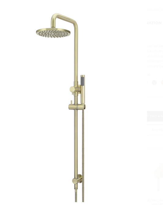 Round Combination Shower Rail 200mm Rose, Single Function Hand Shower