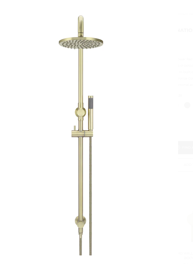 Round Combination Shower Rail 200mm Rose, Single Function Hand Shower