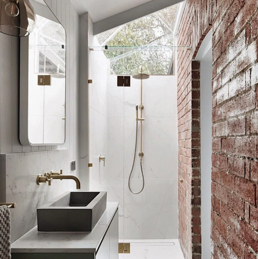 Round Combination Shower Rail 200mm Rose, Single Function Hand Shower