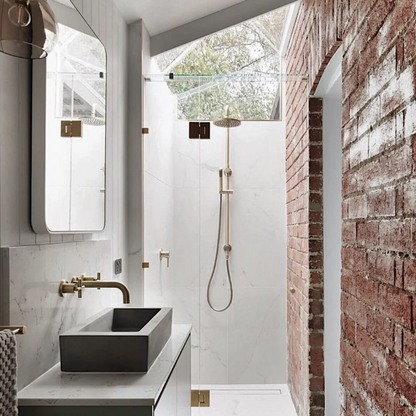 Round Combination Shower Rail 200mm Rose, Single Function Hand Shower