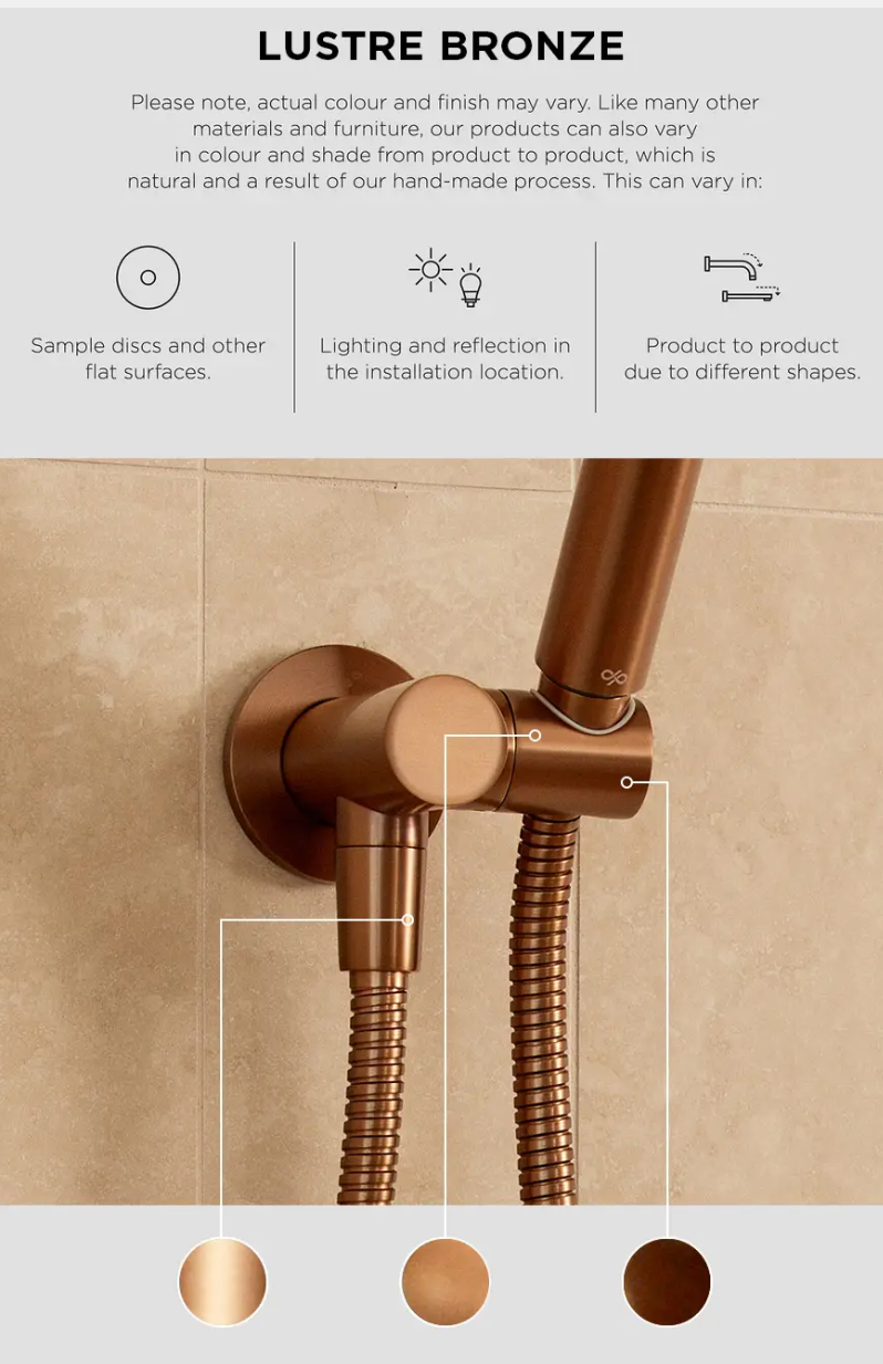 Round Combination Shower Rail 200mm Rose, Three Function Hand Shower