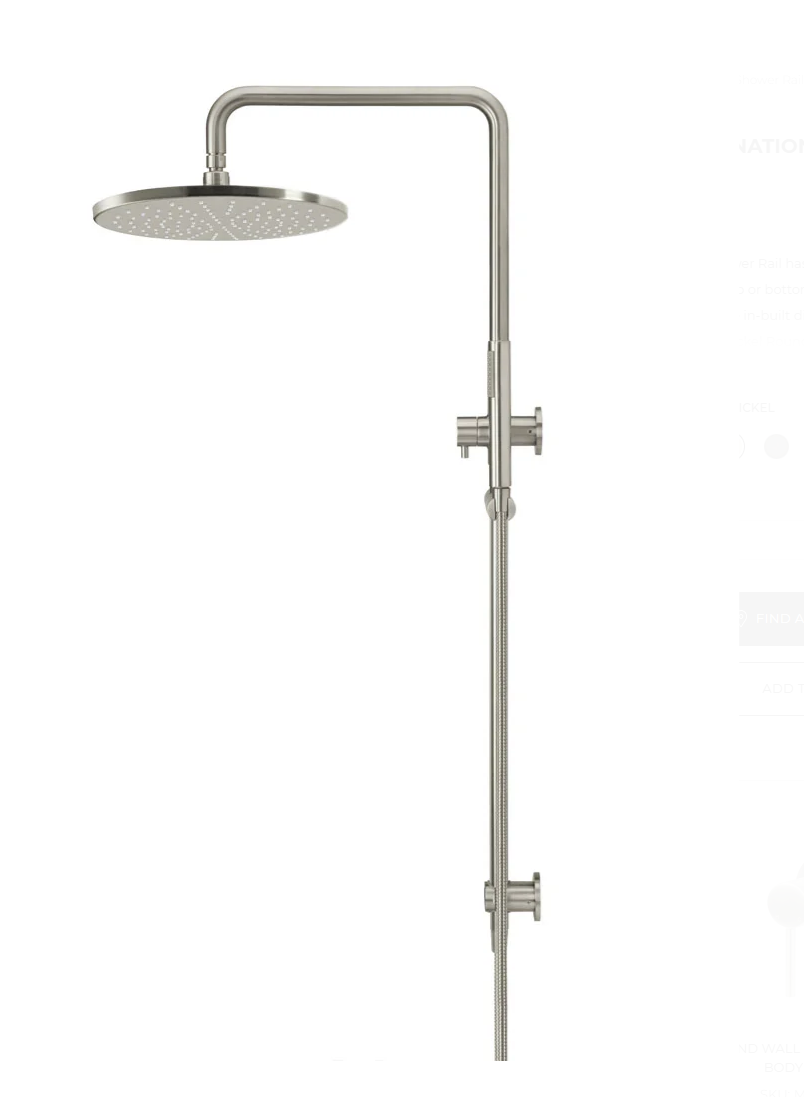 Round Combination Shower Rail 300mm Rose, Single Function Hand Shower